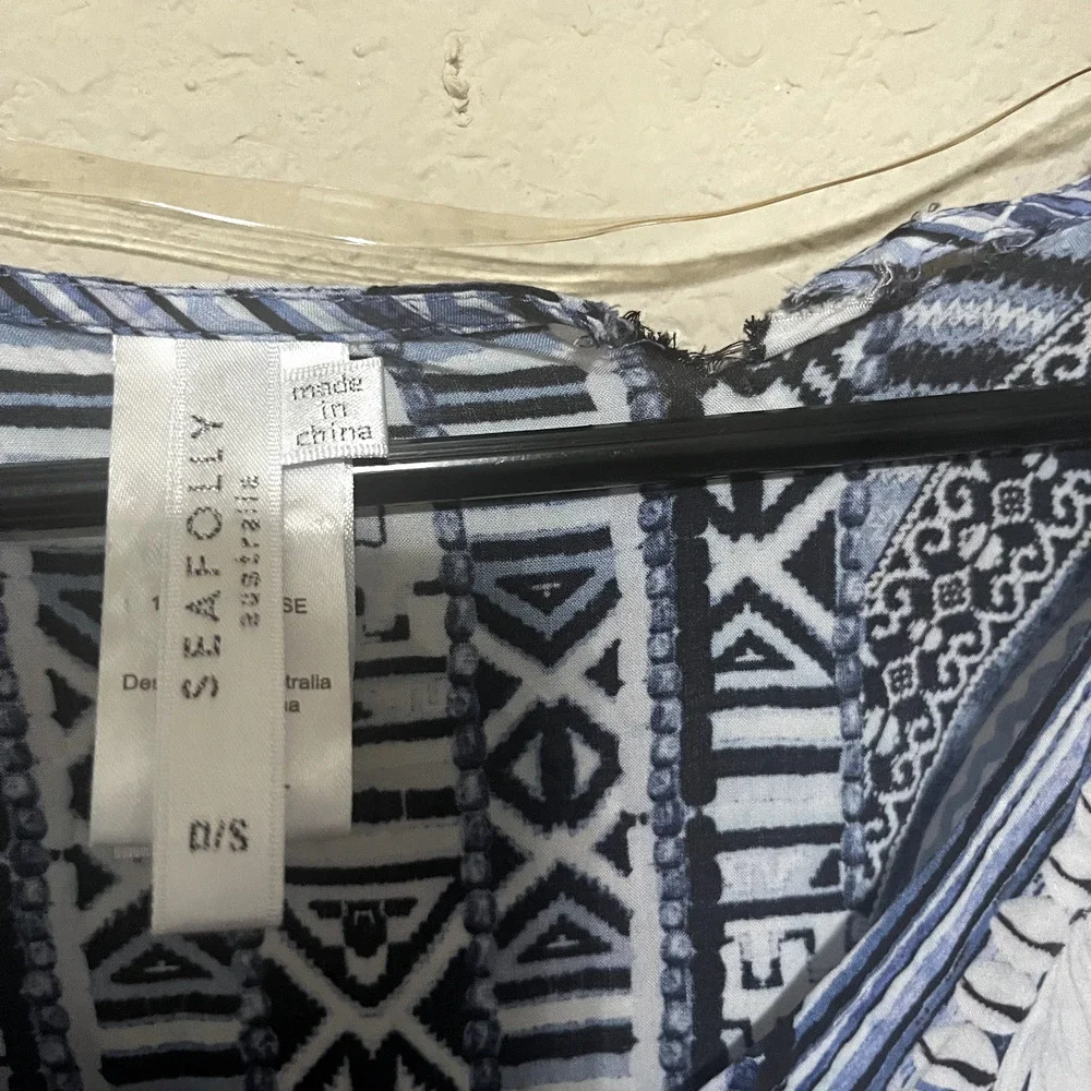 Seafolly Australia Swim Coverup Blue white Beach Boho‎ Womens O/S